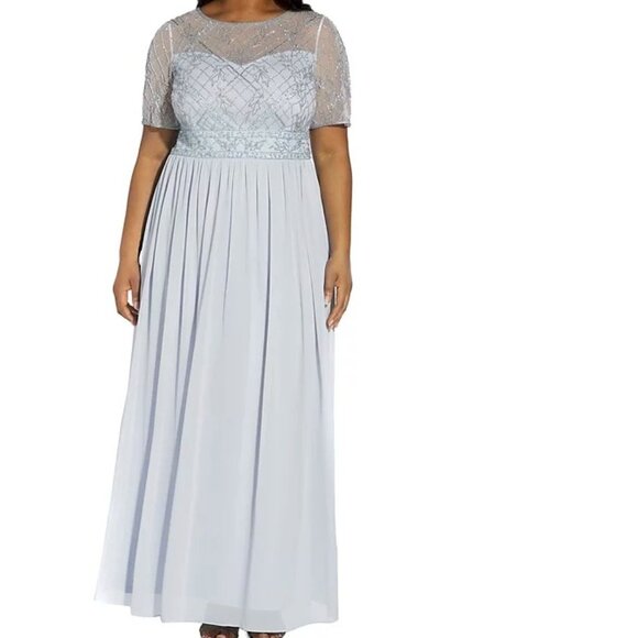 Adrianna Papell Dresses & Skirts - Adrianna Papell Plus Beaded Chiffon Light Blue Gown Size 18W New with Tags NWT